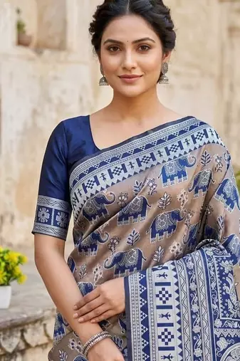 New Designer Banarasi Soft Silk Woven Saree with Blouse Set For Women's