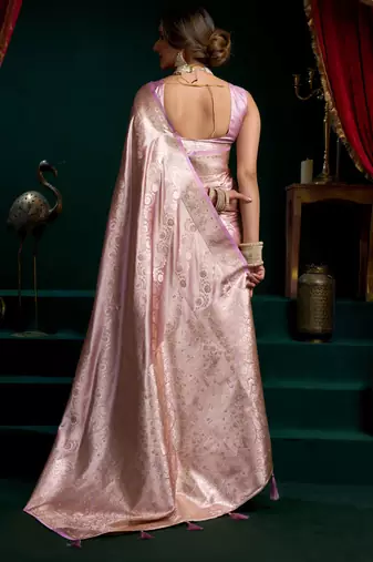 Mauve satin silk jacquard woven with fancy saree with blouse