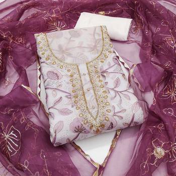 rani pink organza handwork salwar suit with organza dupatta 3