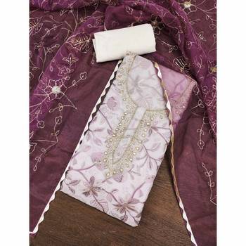 rani pink organza handwork salwar suit with organza dupatta 4