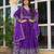 Purple  readymade kurti pant & dupatta set with embroidered work