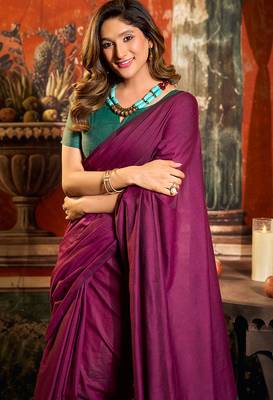 Magenta mal cotton contrast pallu with fancy tassels saree with blouse 6