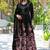 Black faux georgette stitched gown with dupatta full sleeve embroidered a-line gown