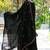 Black faux georgette stitched gown with dupatta full sleeve embroidered a-line gown
