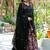 Black faux georgette stitched gown with dupatta full sleeve embroidered a-line gown