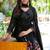 Black faux georgette stitched gown with dupatta full sleeve embroidered a-line gown