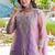 Purple m d silk stitched top with stitched md silk bottom and md silk dupatta full sleeve embroidered straight kurta