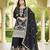Black chinon stitched top with stitched chinon bottom and chinon dupatta full sleeve embroidered straight kurta