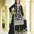 Black chinon stitched top with stitched chinon bottom and chinon dupatta full sleeve embroidered straight kurta