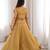 Elegant Yellow Gold Faux Georgette Lehenga Choli Set with Embroidered Koti for Women