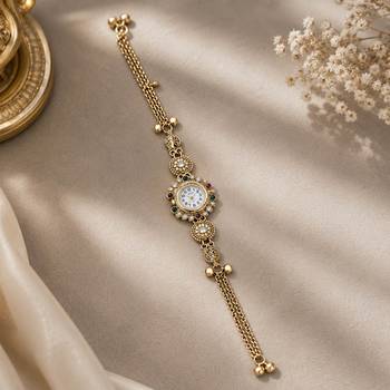 Premium Rani & Green Color Kundan Watch For Girls & Women Traditional Look 2