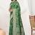  Bottle Green silk blend Saree with Zari & Floral Thread Work