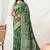  Bottle Green silk blend Saree with Zari & Floral Thread Work