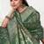  Bottle Green silk blend Saree with Zari & Floral Thread Work