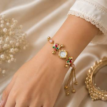 Premium Rani & Green Color Kundan Watch For Girls & Women Elegant Collection 1