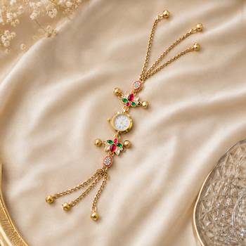 Premium Rani & Green Color Kundan Watch For Girls & Women Elegant Collection 2