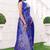  Cobalt Blue silk blend Raw Saree with Zari & Floral Thread Work