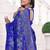  Cobalt Blue silk blend Raw Saree with Zari & Floral Thread Work