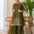 Floral embroidered silk blend round neck kurta trosuer & dupatta set
