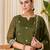Floral embroidered silk blend round neck kurta trosuer & dupatta set