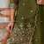 Floral embroidered silk blend round neck kurta trosuer & dupatta set