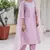 Floral embroidered silk round neck kurta trosuer & dupatta set