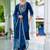 Floral embroidered silk round neck kurta trosuer & dupatta set