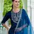 Floral embroidered silk round neck kurta trosuer & dupatta set