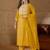 Floral embroidered silk round neck kurta trosuer & dupatta set