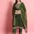 Floral embroidered silk round neck kurta trosuer & dupatta set