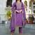 Floral embroidered silk round neck kurta trosuer & dupatta set
