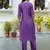 Floral embroidered silk round neck kurta trosuer & dupatta set