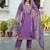 Floral embroidered silk round neck kurta trosuer & dupatta set