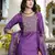 Floral embroidered silk round neck kurta trosuer & dupatta set