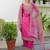 Floral embroidered silk round neck kurta trosuer & dupatta set