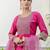 Floral embroidered silk round neck kurta trosuer & dupatta set