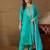 Floral embroidered silk round neck kurta trosuer & dupatta set