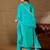 Floral embroidered silk round neck kurta trosuer & dupatta set