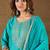 Floral embroidered silk round neck kurta trosuer & dupatta set