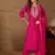 Floral embroidered silk round neck kurta trosuer & dupatta set