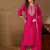 Floral embroidered silk round neck kurta trosuer & dupatta set