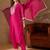 Floral embroidered silk round neck kurta trosuer & dupatta set