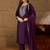 Floral embroidered silk round neck kurta trosuer & dupatta set