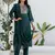 Floral embroidered cotton round neck kurta trosuer & dupatta set