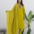 Floral embroidered cotton round neck kurta trosuer & dupatta set