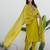 Floral embroidered cotton round neck kurta trosuer & dupatta set