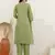 Floral embroidered cotton round neck kurta trosuer & dupatta set