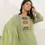 Floral embroidered cotton round neck kurta trosuer & dupatta set