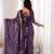 Purple color crunchy silk zari sequince embroidered work anarkali set full stitched.