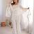 White color crunchy silk zari sequince embroidered work anarkali set full stitched.